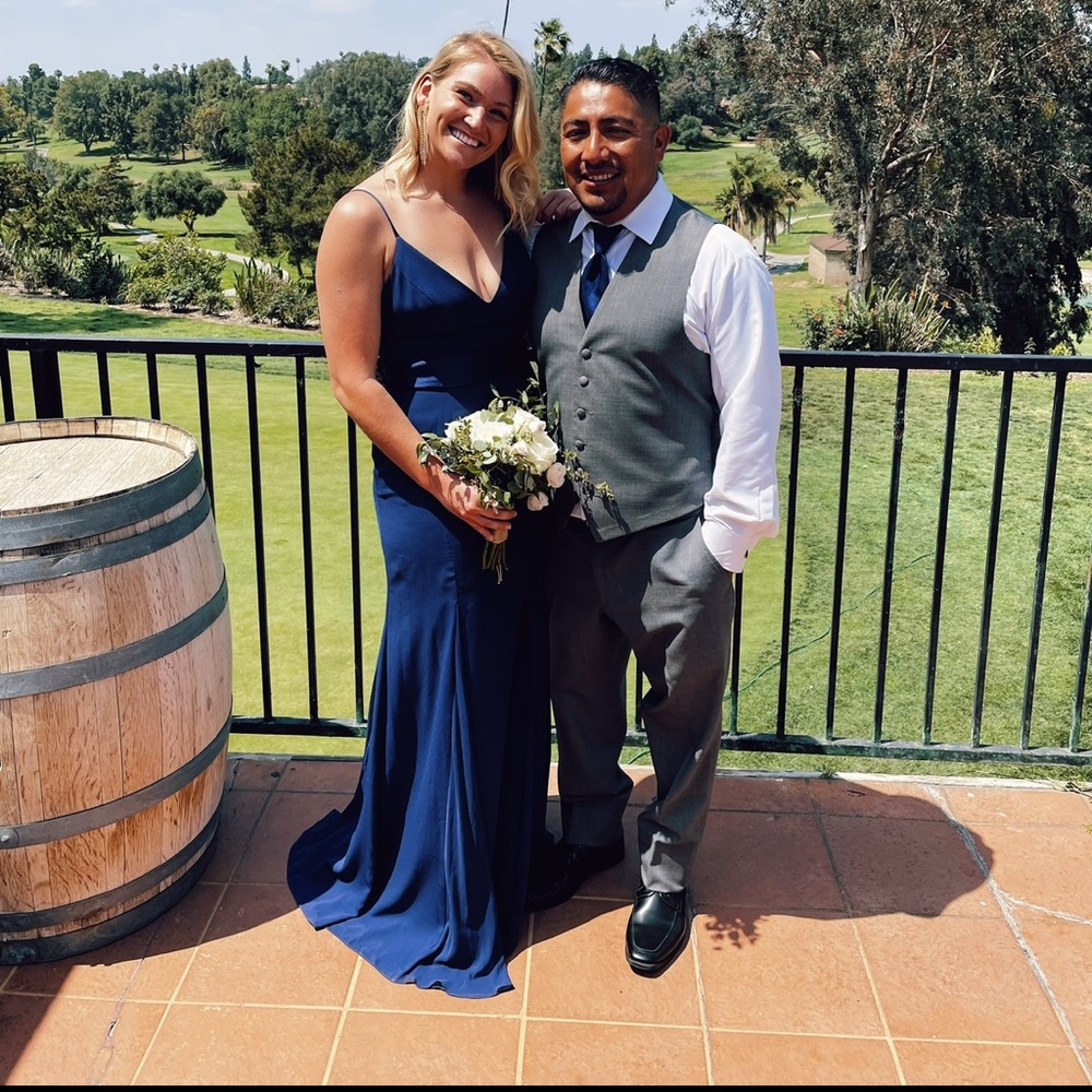 Navy blue Vera wang chiffon bridesmaid dress